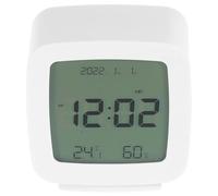 TOYANDONA Réveil Numérique Multifonction Compact avec Affichage Grand Écran Température et Humidité pour Chambre et Bureau Piles Design Blanc Élégant