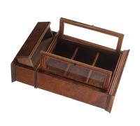 TOYANDONA Scale Wooden Chestnut Storage Hutch Compact Pretend Play Props for Creative Display and Space Saving Doll Furniture