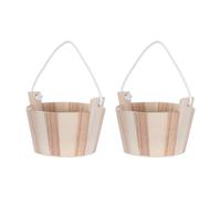 TOYANDONA Seau de Sauna en Bois Naturel 12,5 Cm avec Poignée en Corde Lot de 2 Petits Seaux pour Sels de Bain et Accessoires Spa, Seau de Rangement Miniature pour Salle de Bain, Usage Sauna