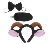 TOYANDONA Serrage-tête Oreilles de Mouton Cosplay Noir avec Queue et Nœud | Peluche Coton, Taille 32x18x2cm, Style Animal Mignon pour Fêtes et Sorties