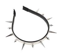 TOYANDONA Serrage-tête Punk à Rivets, Large, Alliage de Zinc et Cuir Pu | Style Gothique Baroque Rétro, Blanc Pointes Métalliques Mates, Ajustable pour Concert Rock et Prom