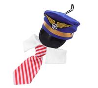 TOYANDONA Set Accessoires Pilote pour Chien et Chat Casquette Brodée de Capitaine avec Noeud Chapeau de Fête pour Noël et Halloween Déguisement Cosplay pour Animaux