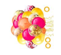 TOYANDONA Set de Ballons Latex Colorés avec Rubans et Confettis Décorations Festives pour Fêtes Anniversaire et Réunions à Domicile Kit Complet Rouge Orange Or