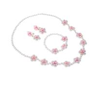 TOYANDONA Set de Bijoux pour Filles avec Perles et Fleurs Collier Bracelet et Boucles Doreilles Élégants Accessoires Princesse Confortables pour et Jeux Dimitation