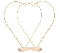 TOYANDONA Set de Cerceaux Métalliques Multifonctions Forme Cœur et Lune Anneaux pour Couronne Végétale Attrape-rêves et Décoration de Table DIY Cadres Robustes Métal Doré avec Support Bois