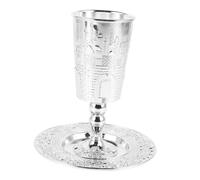 TOYANDONA Set de Coupe Kiddush Alliage de Zinc avec Plateau Coupe à Vin Shabbos pour Célébration Juive Emblème Spirituel et Héritage Culturel Cadeau pour Amateurs de Vin