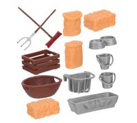 TOYANDONA Set de Jeu de Ferme Miniature pour Garçon Fille Accessoires Réalistes avec Grange Meules de Foin et Outils Educatif Plastique pour Rôle et Créativité Intérieur et Extérieur