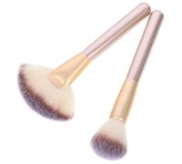 TOYANDONA Set de Pinceaux de Maquillage 2 Pièces pour Blush et Poudre Pinceau Éventail Moyen à Poils Denses Manche Ergonomique Multi-Usages pour Maquillage Femme Application Précise