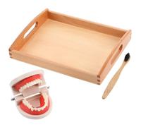 TOYANDONA Set Éducatif de Brossage Bois pour Garçon Fille Apprentissage Préscolaire avec Plateau Kit de Nettoyage pour Garçons et Filles Favorisant Habitude Brossage Lien