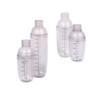 TOYANDONA Shaker à Cocktail en Plastique PC Mat avec Graduation Imprimée, Set de 4 Pièces, Capacité 300-1000ml, Versement Fluide, pour Bar et Maison