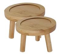 TOYANDONA Soucoupe pour Pot De Fleurs en Bambou 2 Pièces, Support Plante Intérieur Et Extérieur, Plateau Rond pour Succulentes Cactus, Taille Adaptée pour Petits Pots, Matériau Naturel Bambou