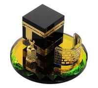TOYANDONA Souvenir Miniature Kaaba en Cristal Doré, Modèle d'Architecture Islamique, Décoration Artisanale pour Maison, Ensemble Trois Pièces pour Présent Culturel
