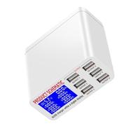 TOYANDONA Station de Recharge USB 6 Ports 40w Écran LCD, Chargeur Secteur Blanc en Abs et Pc, Supporte Jusqu'à 10 Appareils Mobiles Simultanément