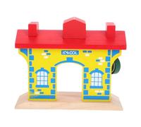 TOYANDONA Station de Train Bois avec Barrières Accessoires pour Rails Éducation Sécurité Routière Développement Motricité Fine pour Jeu Collaboratif Créatif