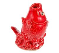 TOYANDONA Statue De Carpe Céramique Décoration Jardin Extérieure Éjecteur De Fontaine Buse De Fontaine D'étang 10 Cm Rouge Trou De Fond Ornements pour Bassin Jardin Et Étang