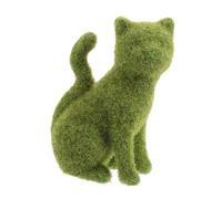 TOYANDONA Statue de Chat Floquée Verte pour Jardin Extérieur en Peluche, Ornement Animalier Élégant et Réaliste, Décoration Unique pour Pelouse et Terrasse