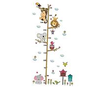 TOYANDONA Sticker Mural Toise De Croissance Animaux Pour Chambre Garçon Fille Autocollant Pvc Amovible Décoration Murale Amusante Et Pratique Sans Résidu Motif Cartoon Jungle Avec Éléphant
