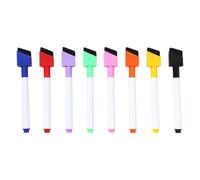 TOYANDONA Stylos Multicolores Effaçables pour Tableau Blanc 8pcs avec Pointe Biseautée et Brosse de Nettoyage pour Tableau en Plastique en Milieu Scolaire