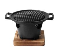 TOYANDONA Support de Barbecue d'Intérieur Antiadhésif avec Plaque de Grillage Ronde Petite Taille Ensemble 3 Pièces pour Cuisson au Charbon sans Fumée Adapté à la la Cuisine Domestique et