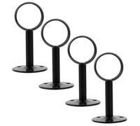 TOYANDONA Support de Tringle à Rideaux de Plafond 4 Pièces en Acier Inoxydable Noir, Fixation Murale Ronde 32 Mm, Porte-Canne et Support de Levier Polyvalent pour Placard et Penderie