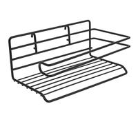 TOYANDONA Support Mural en Fil Métallique Noir sans Perçage, Panier Suspendu Carré pour Panneaux Perforés, Porte-Papier Toilette et Crochets D’Outils Plastiques, Organisateur Polyvalent