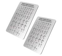 TOYANDONA Tableau Alphabet Braille pour Débutants Points en Relief, Panneau Aluminium-plastique Argenté, 2pcs, Outil Pédagogique Tactile pour Garçon et Filles Aveugles en Milieu Scolaire