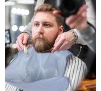 TOYANDONA Tablier de Rasage de Barbe Imperméable en Polyester Gris Argenté Bavoir Pratique pour Ramasser Poils et Moustache Pliable et Lavable Accessoire pour Entretien Barbe à Domicile