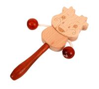TOYANDONA Tambour Pour Bébé Traditionnel En Bois à Main, Jouet Musical Éducatif Petit à Main De Dessin Animé, Pour Garçon Et Filles De 6 Mois Et Plus, Développement Sensoriel Et Motricité Fine