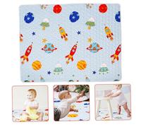 TOYANDONA Tapis D’éveil Bébé Antidérapant 100x130 Cm Matelassé Coton Bleu Tapis De Sol Sous Chaise Haute Pour Activités D’éveil Bébé -né Protection Douce Et Confortable