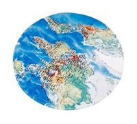 TOYANDONA Tapis Rond Antidérapant 120 Cm Motif Carte du Monde Bleu Polyester, Tapis de Chaise Bureau et Salon, Protection Sol pour Chambre et Espace de Jeu