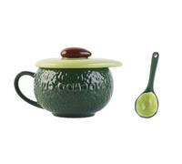 TOYANDONA Tasse à Café en Céramique Forme Avocat 250 Ml Cuillère Incluse, Couleur Verte, Petit-déjeuner, Micro-ondes et Vapeur, Tasse à Boisson Polyvalente pour Œufs Vapeur et Café