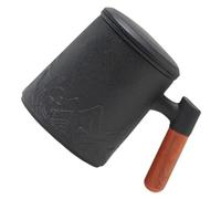 TOYANDONA Tasse en Céramique 400Ml avec Anse en Bois et Couvercle Mug à Thé avec Infuseur Intégré Couleur Noire pour Bureau et Maison