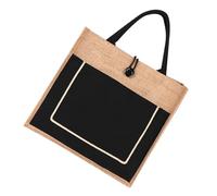 TOYANDONA Tote Lin Vintage Réutilisable avec Poignées Panier de Courses Léger et Polyvalent pour Pique- et Plage et Voyage de Rangement Pratique Noir Petit Modèle