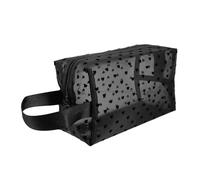 TOYANDONA Trousse de Maquillage Portable en Nylon Mesh Noir Grosse Capacité, Forme Cœur Adorable, Facile à Ranger, pour Voyager Courses
