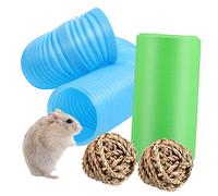 TOYANDONA Tunnel Plastique pour Hamsters avec Balles Herbe Jouet Exercice Flexible Et Léger Kit De Tubes Bleus Balles Tressées pour Cachette Course Et Amusement des Petits Animaux comme Hams