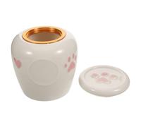 TOYANDONA Urne Funéraire en Céramique 600 ML avec Couvercle Étanche pour Cendres de Chats et Petits Chiens, Boîte Commémorative Décor Cœur et Patte, Souvenir Solide pour Animaux de
