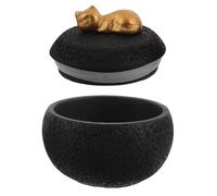 TOYANDONA Urne Funéraire pour Chats en Ciment Noir de 350ml de Chat, Élégante et Portable, Conservation Sécurisée des Cendres Lors de Cérémonies Commémoratives