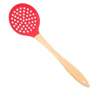 TOYANDONA Ustensile de Cuisine Silicone avec Manche Bois Ergonomique Écumoire Résistante Chaleur Cuillère à Filtrer pour Friture et Service Passoire à Huile pour Maison et Restaurant Tête