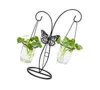 TOYANDONA Vase Verre Suspendu pour Plantes Hydroponiques Contenant Décoratif Noir pour Jardin et Bureau Support Robuste pour Fleurs et Plantes Intérieur de Bouteilles Design Élégant