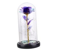 TOYANDONA Veilleuse Forme De Rose Artificielle avec Cloche en Verre Lampe De Nuit LED à Fleurs Éternelles Décoration De Table pour Intérieur