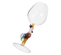 TOYANDONA Verre à Vin à Pied en Cristal de Coq, Capacité 280 Ml, Diamètre 8 Cm, Hauteur 20,5 Cm, Verre Vintage Décoratif de Pâques pour Table de Fête
