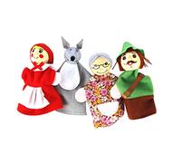 Toyaux de marionnettes de Christmas doigt, 4pcs Little Roud Riding Hood Finger Puppet Storytelling Toy, dessin animé Costume pour les parents Interaction Child Interaction Classroom Role Playing