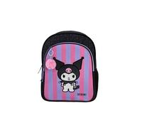TOYBAGS Sac à dos scolaire Kuromi - Double compartiment - Avec accessoire POM-POM adaptable au chariot - Compartiment porte-documents - Dos rembourré - 44 x 30 x 20 cm