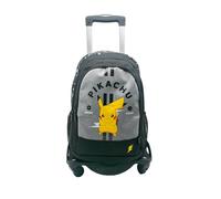 TOYBAGS Sac à dos scolaire Pokemon Pikachu - Double compartiment adaptable + chariot noir protection latérale et stopper avant anti-chute 4 roues pivotantes - 44 x 31 x 21,5 cm