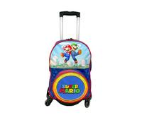 TOYBAGS Sac à Dos Scolaire Super Mario - Double Compartiment Adaptable + Chariot Noir Protection latérale et Stopper Avant Anti-Chute 4 Roues pivotantes - 45 x 32 x 20 cm, Multicolore, M, Décontracté