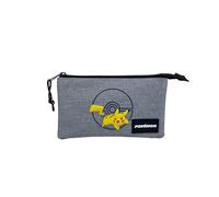 TOYBAGS Trousse Scolaire Pokemon Pikachu Triple - Intérieur doublé et Fermeture éclair - Trousse à 3 Compartiments - 3 x 23 x 3 cm, Multicolore, Trousse Scolaire Triple