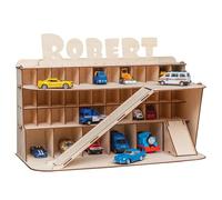 TOYBOX Ensemble de garage en bois durable avec nom personnalisé, jouets pour enfants de 3 ans et plus