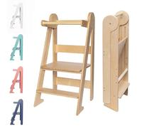 TOYBOX Tour Montessori Pliable, Tour d Observation Enfant, Tour d'observation Montessori, Tour d'apprentissage pour Enfants (Bois Naturel)