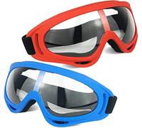 Toyer Lot de 2 lunettes de protection/lunettes de sécurité/lunettes de moto avec bandanas - Compatible avec Nerf Game Battle pour enfants (rouge + bleu)