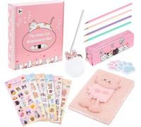 TOYESS Cadeau de Papeterie pour Filles, Comprennent Trousse et Crayons et Sacs de Cordon et Autocollants et Carnet, Rose